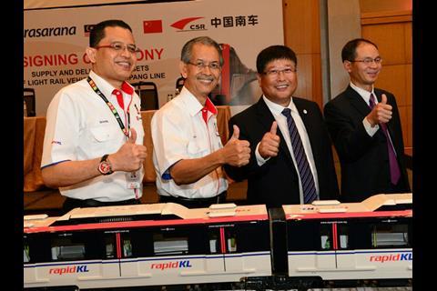 Prasarana has signed a firm contract for CSR Zhuzhou to supply 30 six-car trainsets for the Ampang Line.